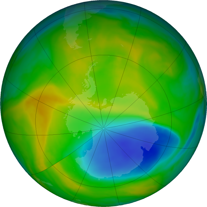 Antarctic ozone map for 16 November 2017